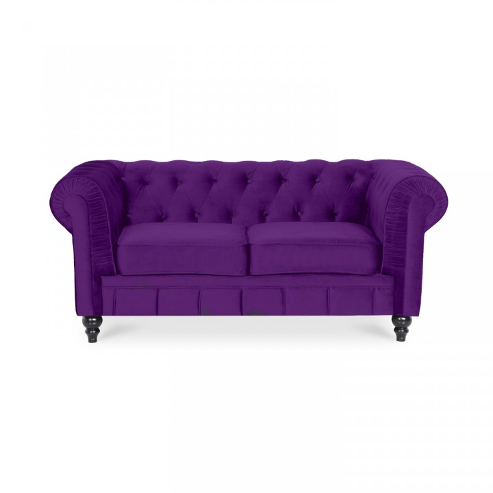 Canapé Chesterfield Velours 2 Places Altesse Violet