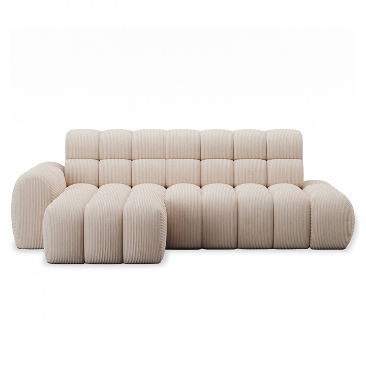 Canapé d'angle gauche convertible Corto Velours Côtelé Beige