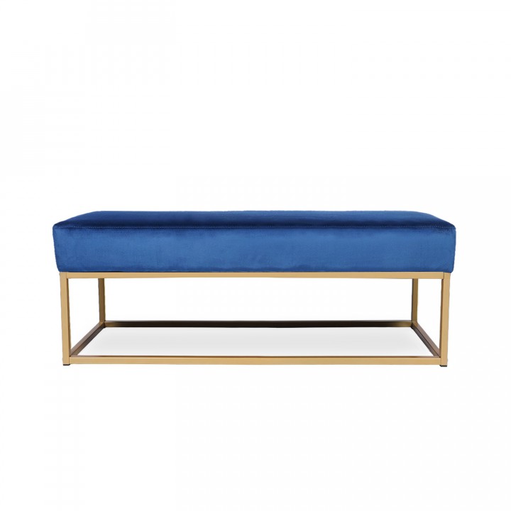 Banquette Clarisse velours bleu pieds doré