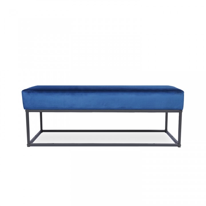 Banquette Clarisse velours bleu pieds noirs