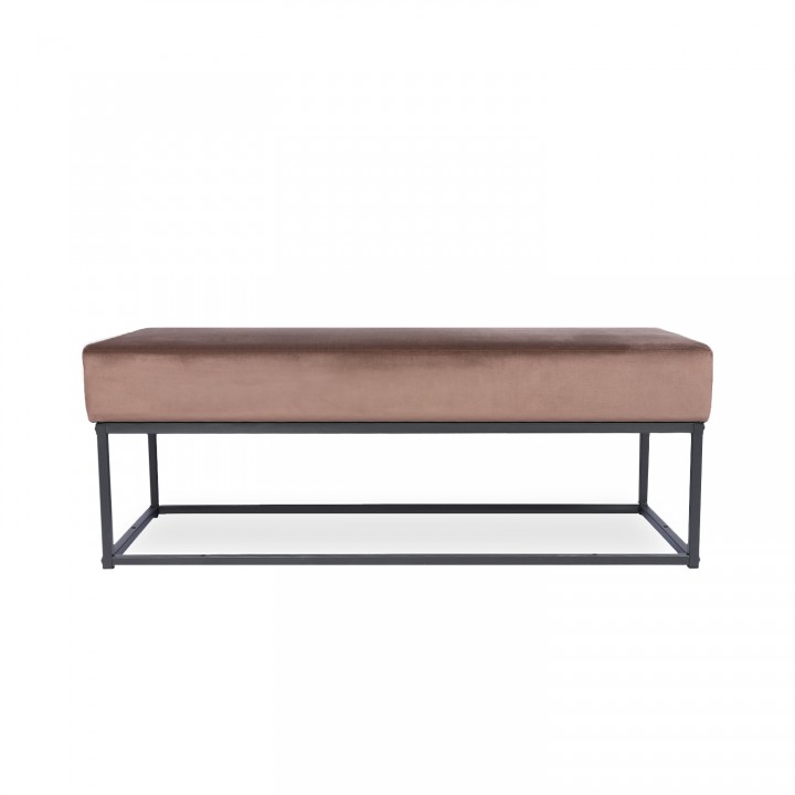 Banquette Clarisse velours marron pieds noirs