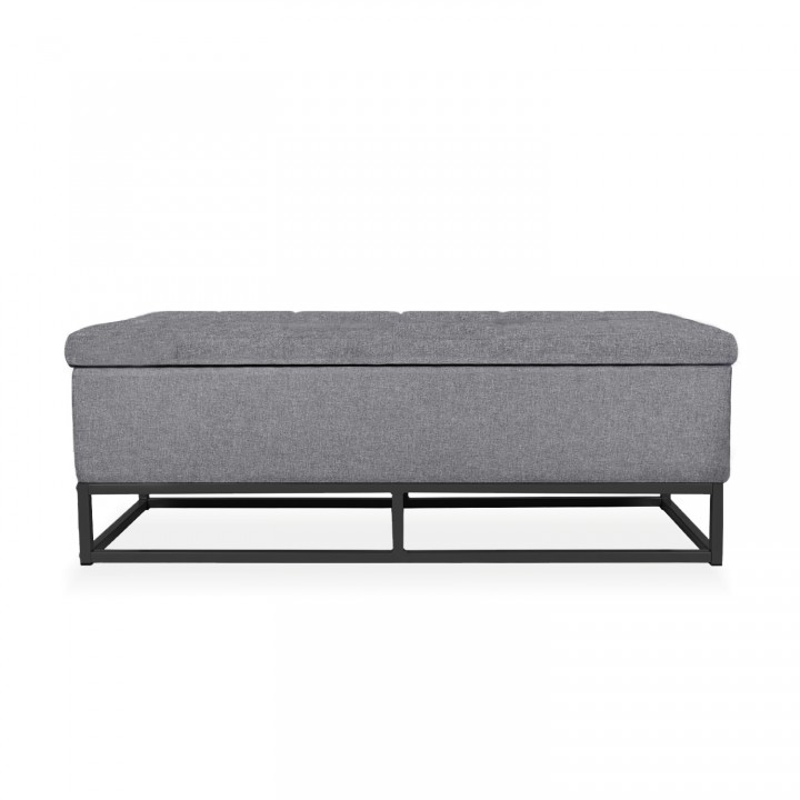 Banquette coffre Angele Tissu gris foncé pieds noir