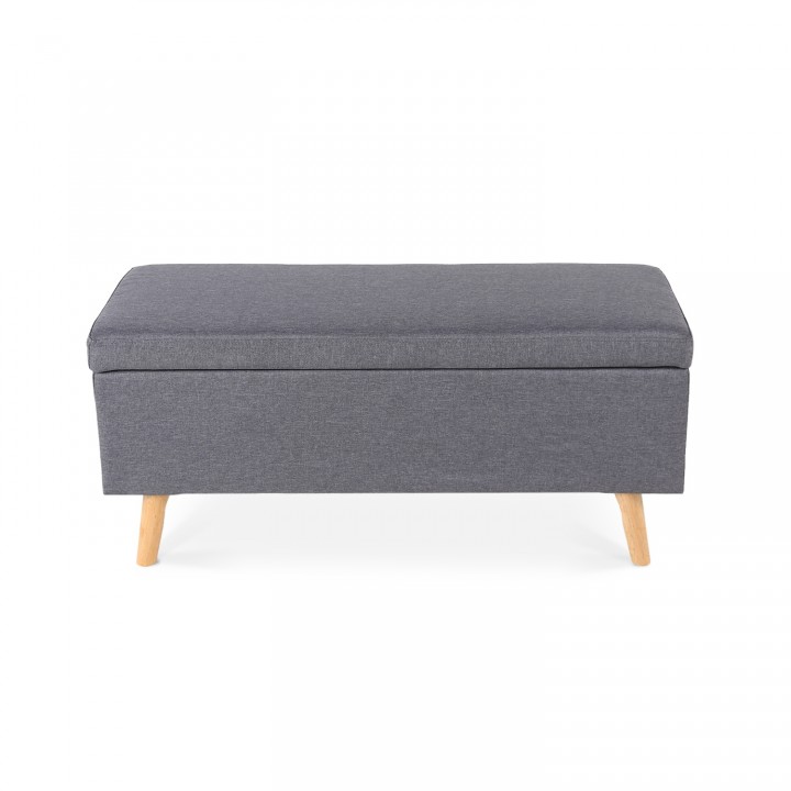 Banquette coffre de style scandinave Eline tissu gris foncé