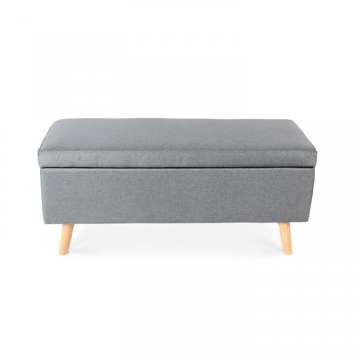 Banquette coffre de style scandinave Eline tissu gris