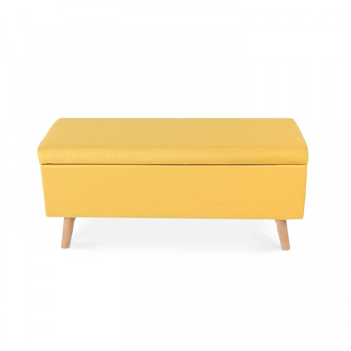 Banquette coffre de style scandinave Eline tissu jaune