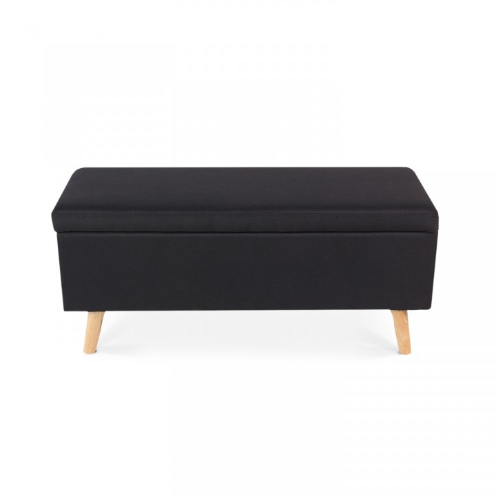 Banquette coffre de style scandinave Eline tissu noir