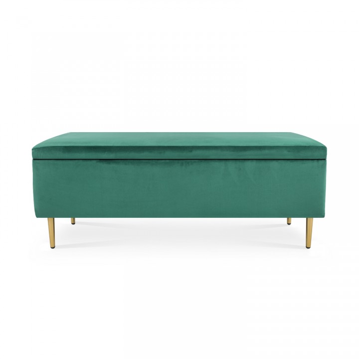 Banquette Coffre Iris velours Vert pieds doré