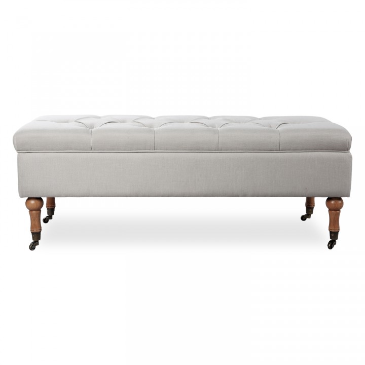 Banquette coffre capitonnée Philippine tissu beige