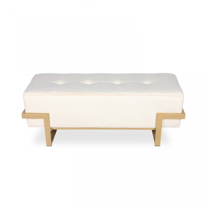 Banquette Selena Velours beige pieds doré