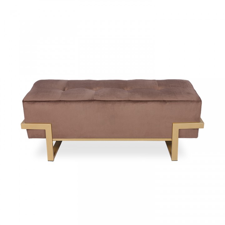 Banquette Selena Velours marron pieds or