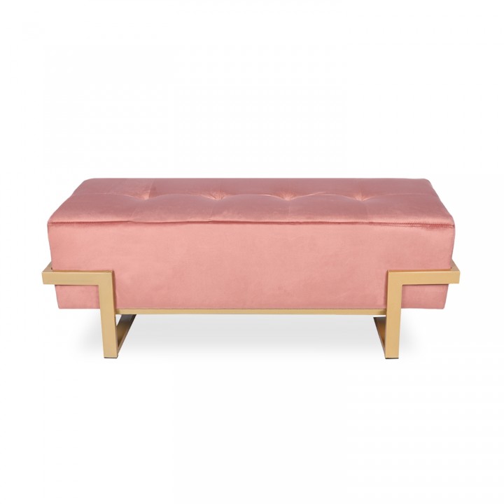 Banquette Selena Velours vieux rose pieds or