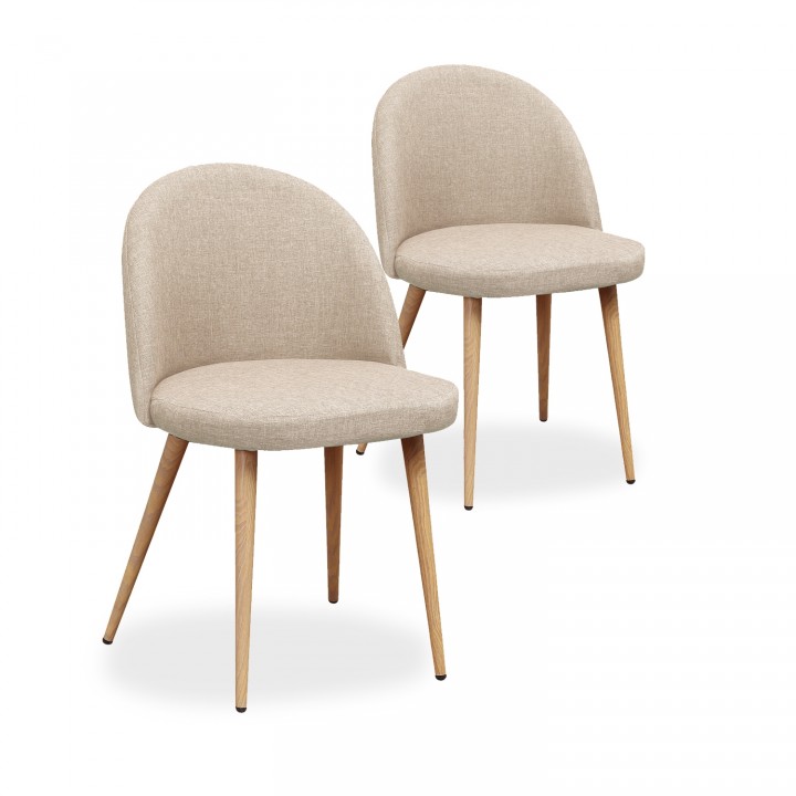 Lot de 2 chaises scandinaves Cecilia tissu Beige