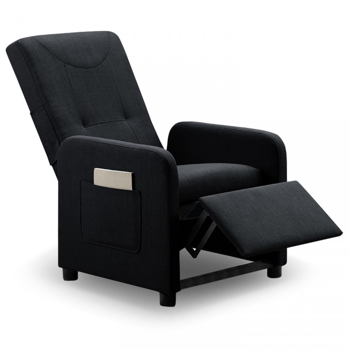 Fauteuil relax pliable Bristol tissu Noir