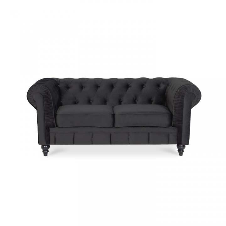 Canapé Chesterfield Velours 2 Places Altesse Noir