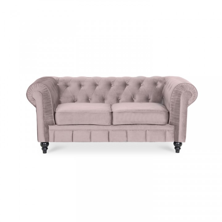 Canapé Chesterfield Velours 2 Places Altesse Taupe