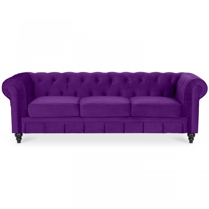 Canape Chesterfield Velours 3 Places Altesse Violet