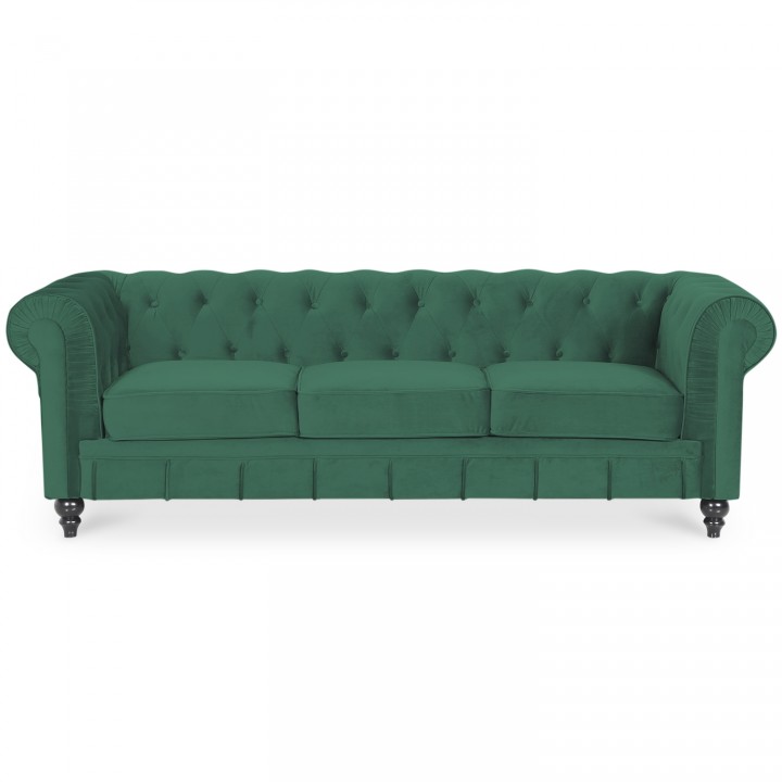Canape Chesterfield Velours 3 Places Altesse Vert