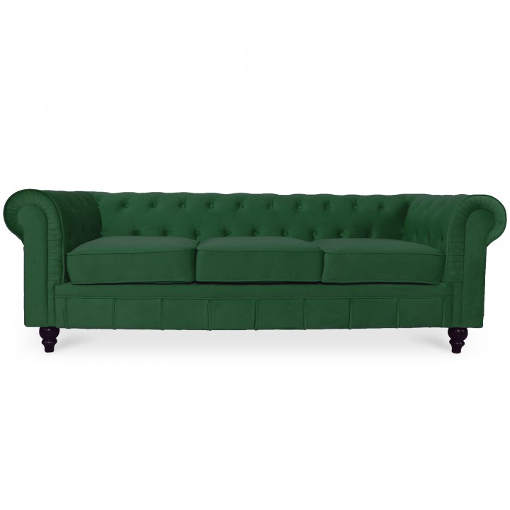 Canape Chesterfield Velours 3 Places Altesse Vert