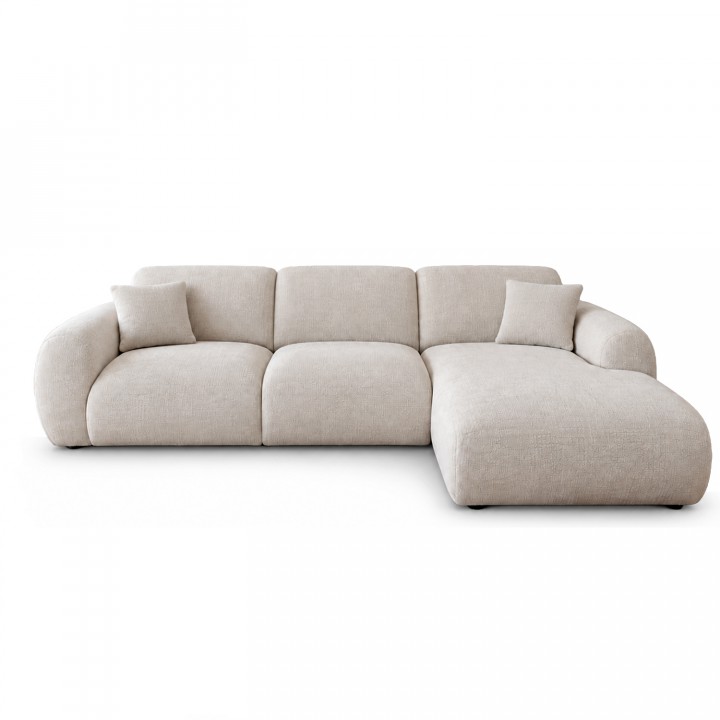 Canapé d'angle droit Barnabé tissu chenille Beige
