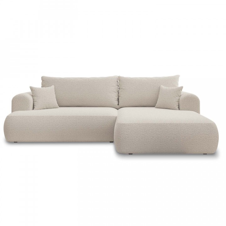 Canapé d'angle droit convertible Velaro Bouclette Beige