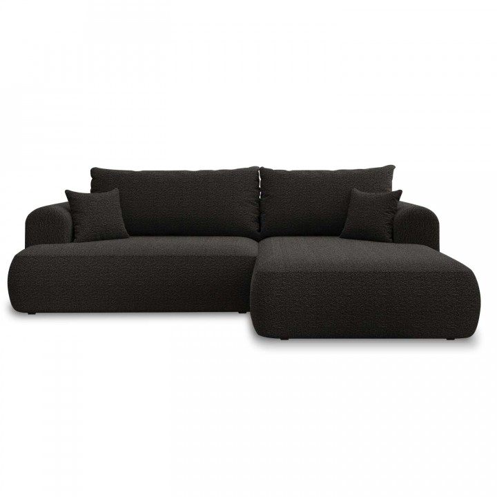 Canapé d'angle droit convertible Velaro Bouclette Noir