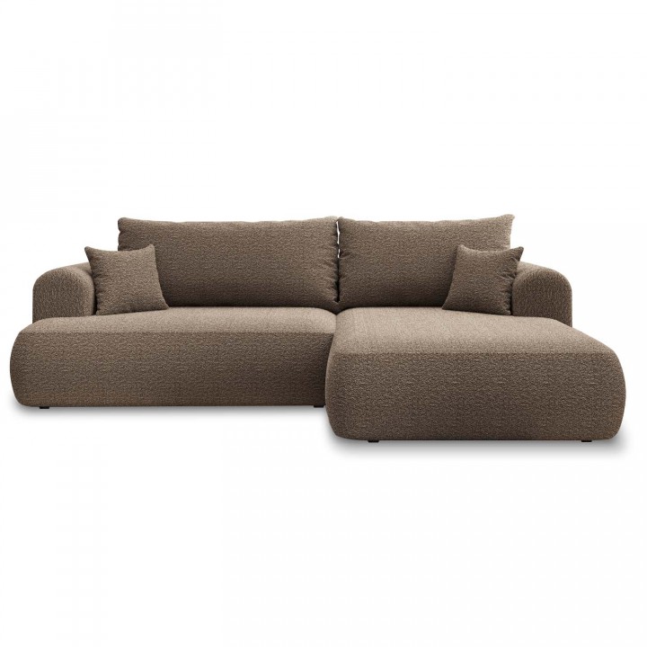Canapé d'angle droit convertible Velaro Bouclette Taupe