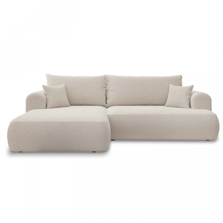 Canapé d'angle gauche convertible Velaro Bouclette Beige