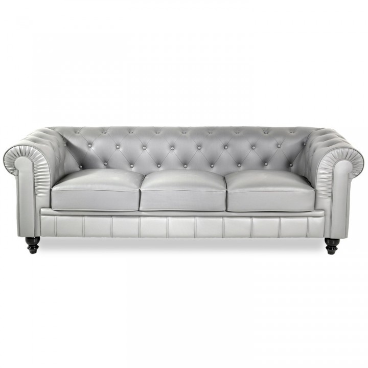 Canapé Chesterfield 3 Places Regency Argent