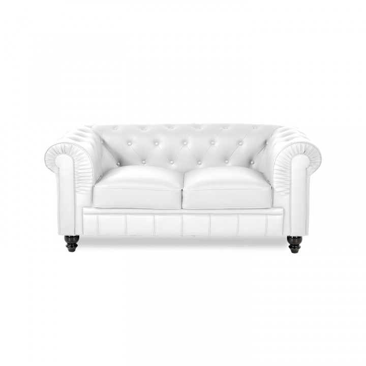 Canapé Chesterfield 2 Places Regency Blanc