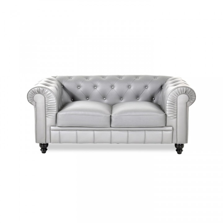 Canapé Chesterfield 2 Places Regency Argent