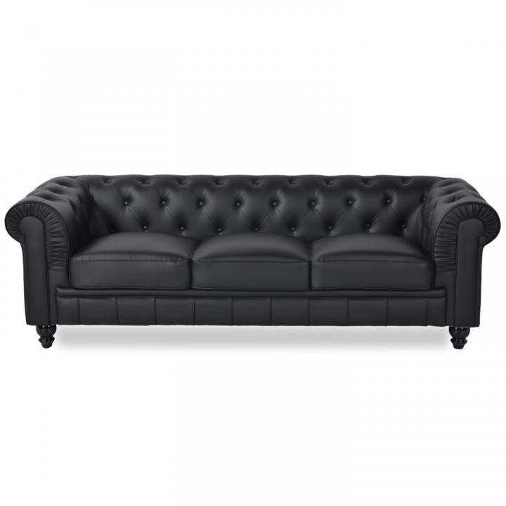 Canapé Chesterfield 3 Places Regency Noir