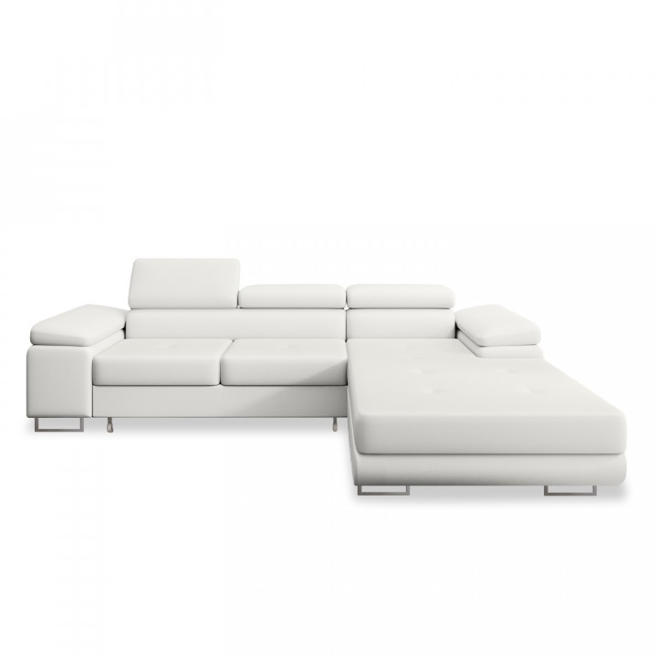 Canapé d'angle droit convertible Alphonso Blanc