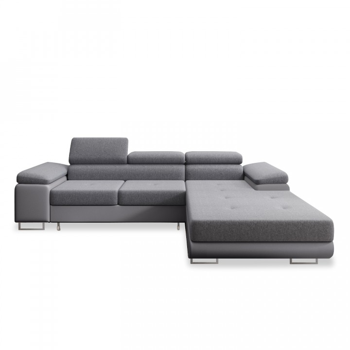 Canapé d'angle droit convertible Alphonso Gris