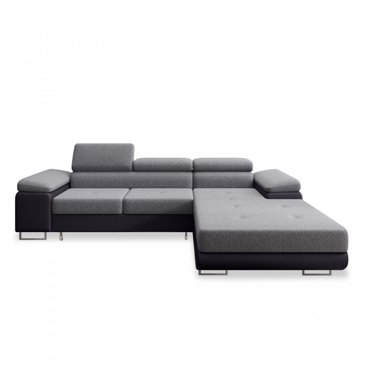 Canapé d'angle droit convertible Alphonso Gris et Noir