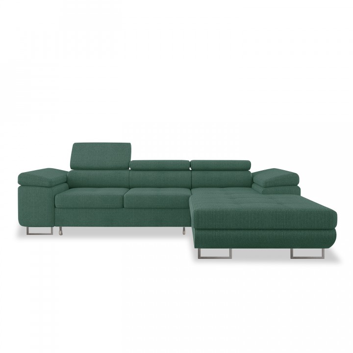 Canapé d'angle droit convertible Alphonso velours côtelé Vert