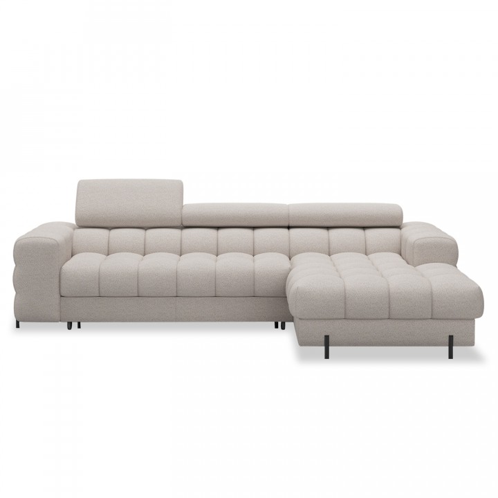 Canapé d'angle droit convertible Cesto Bouclette Beige