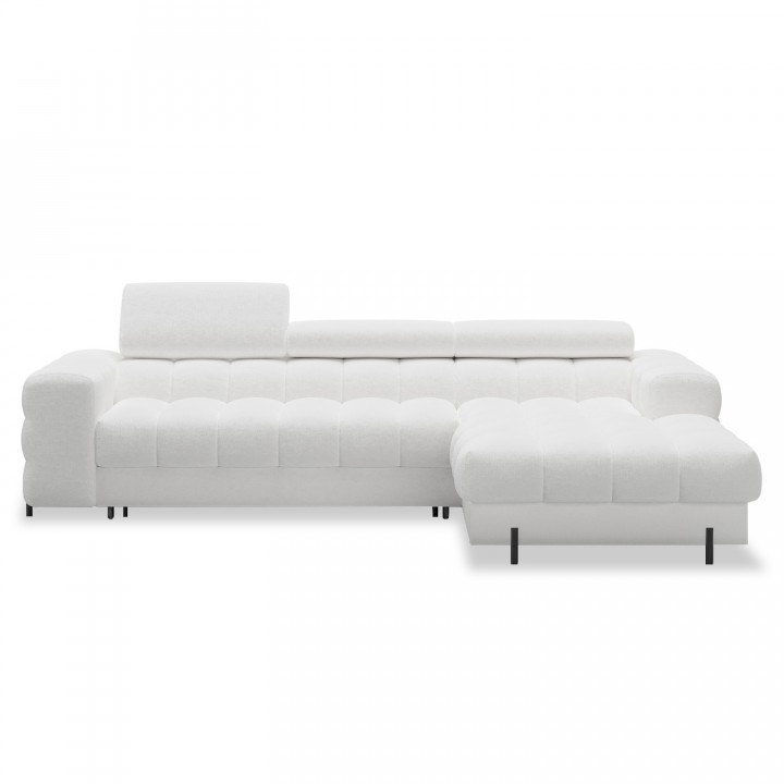 Canapé d'angle droit convertible Cesto Bouclette Blanc