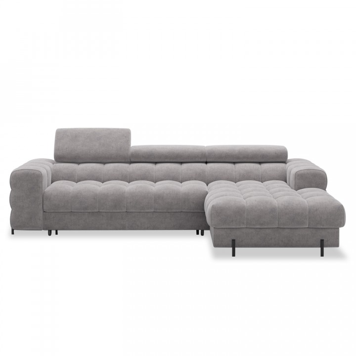 Canapé d'angle droit convertible Cesto Velours Gris