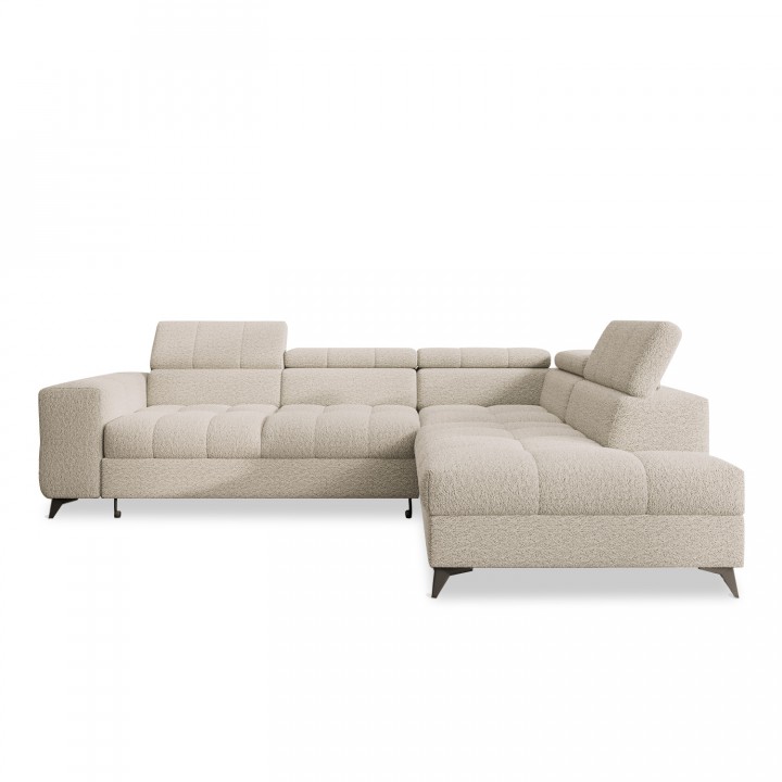 Canapé d'angle droit convertible Gaspard Bouclette Beige