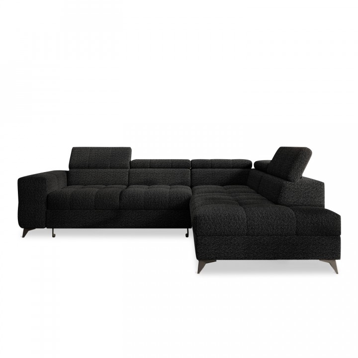 Canapé d'angle droit convertible Gaspard Bouclette Noir