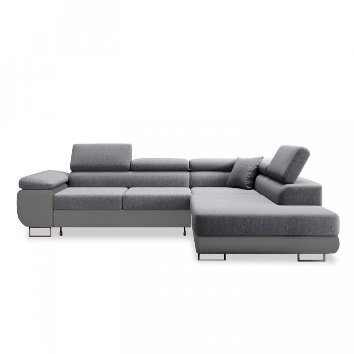 Canapé d'angle droit convertible Marius Gris