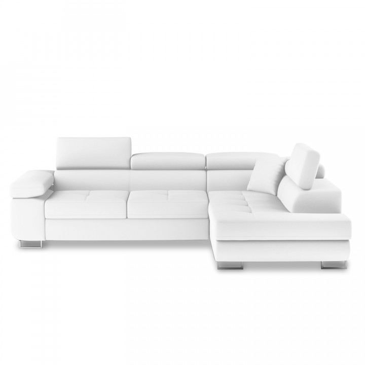 Canapé d'angle droit convertible Marius Blanc