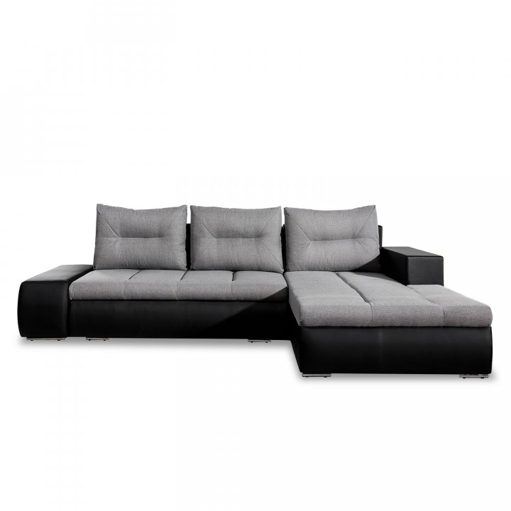 Canapé d'angle droit convertible Santiago Gris et Noir