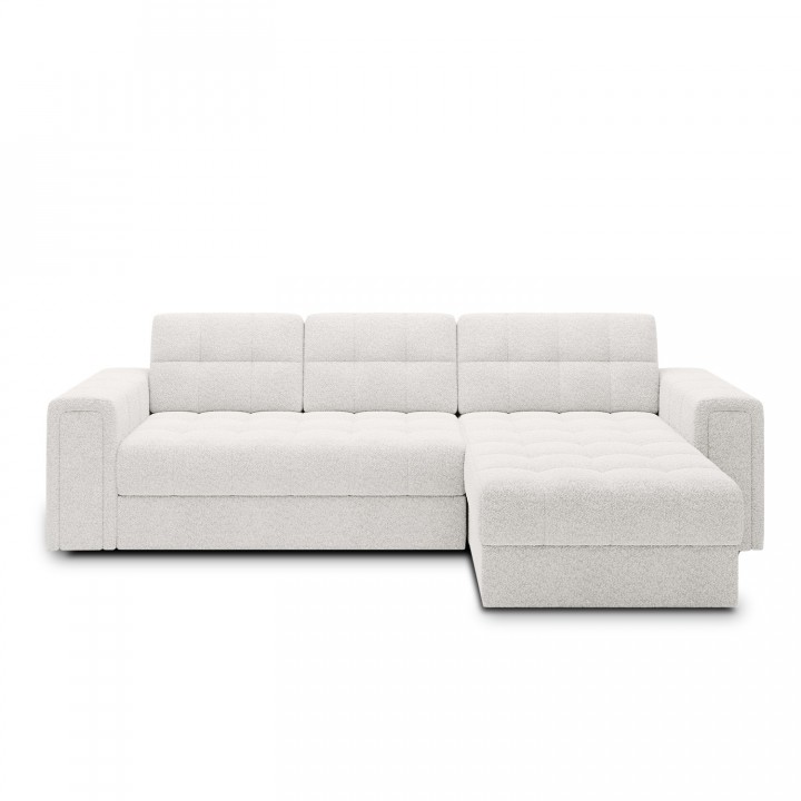 Canapé d'angle convertible réversible Veziko Bouclette Blanc