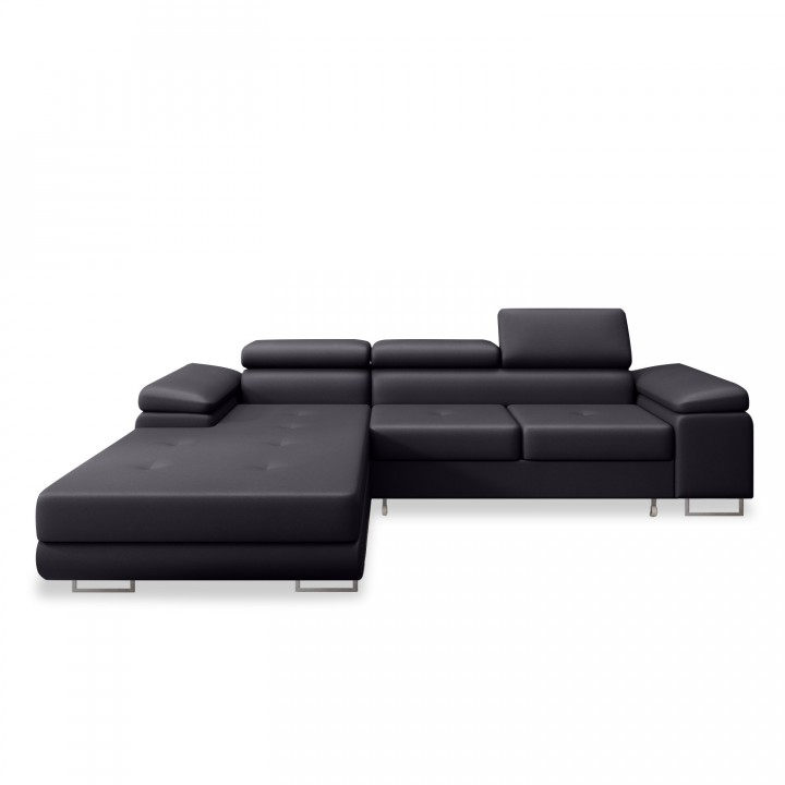 Canapé d'angle gauche convertible Alphonso Noir
