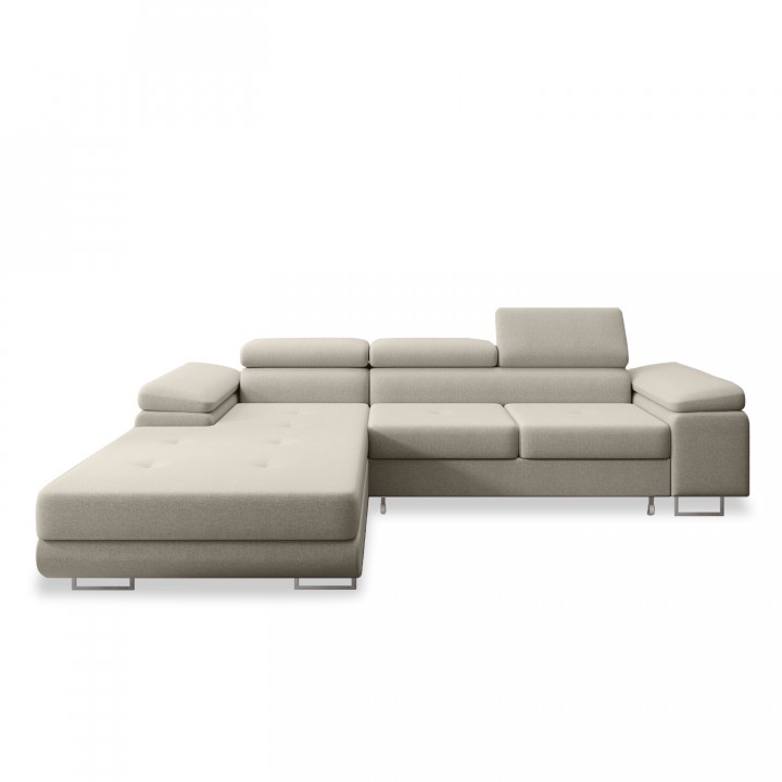 Canapé d'angle gauche convertible Alphonso tissu Beige