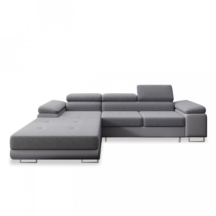 Canapé d'angle gauche convertible Alphonso Gris