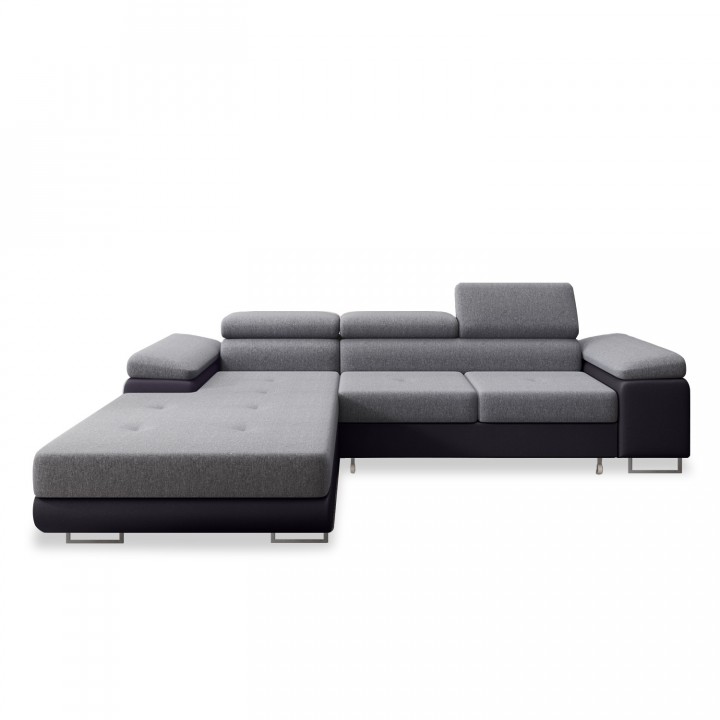 Canapé d'angle gauche convertible Alphonso Gris et Noir