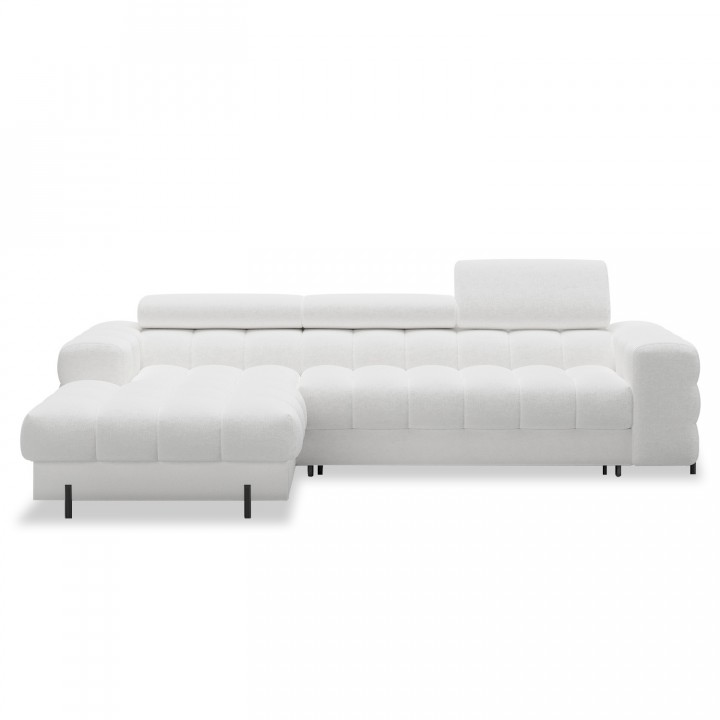 Canapé d'angle gauche convertible Cesto Bouclette Blanc