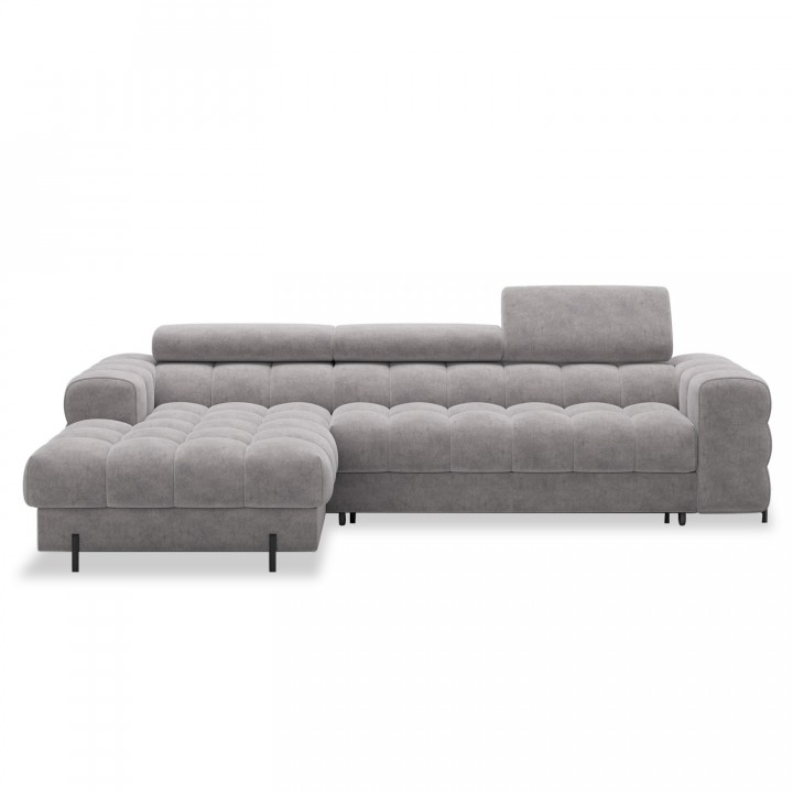 Canapé d'angle gauche convertible Cesto Velours Gris